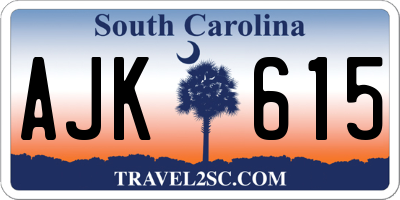 SC license plate AJK615