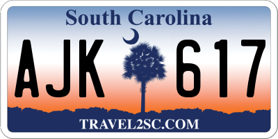 SC license plate AJK617