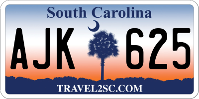 SC license plate AJK625