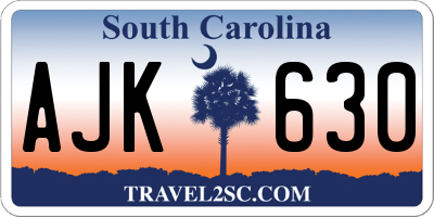 SC license plate AJK630