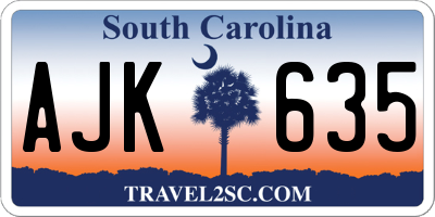 SC license plate AJK635