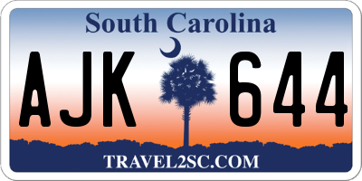 SC license plate AJK644