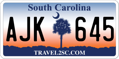 SC license plate AJK645