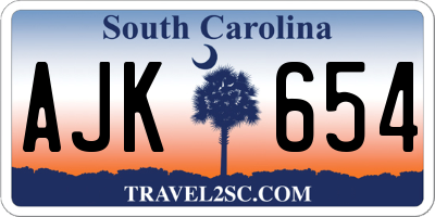 SC license plate AJK654