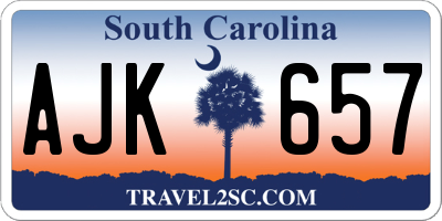 SC license plate AJK657