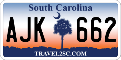 SC license plate AJK662