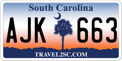 SC license plate AJK663