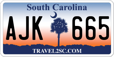 SC license plate AJK665