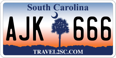 SC license plate AJK666