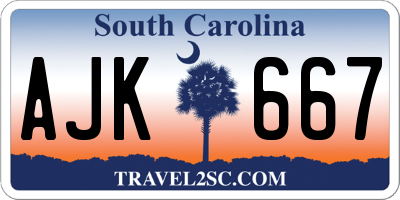 SC license plate AJK667