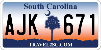 SC license plate AJK671