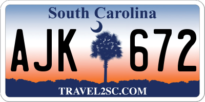 SC license plate AJK672