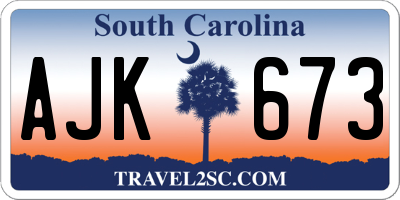 SC license plate AJK673