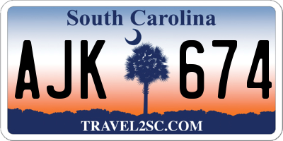SC license plate AJK674