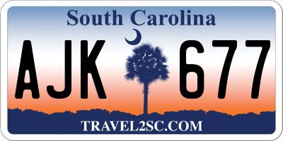 SC license plate AJK677