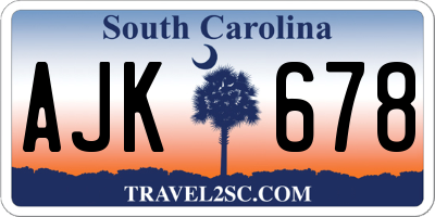 SC license plate AJK678