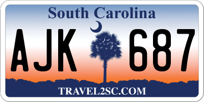 SC license plate AJK687