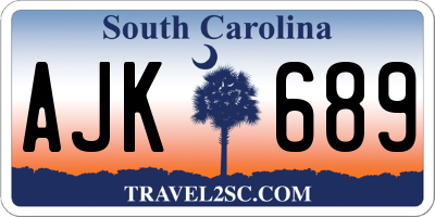 SC license plate AJK689