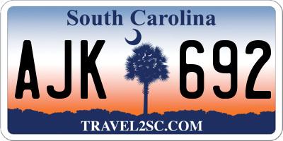 SC license plate AJK692