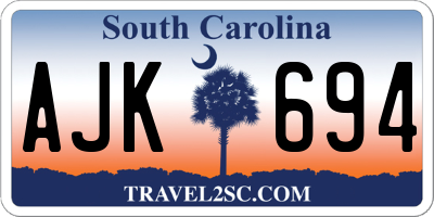 SC license plate AJK694