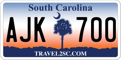 SC license plate AJK700