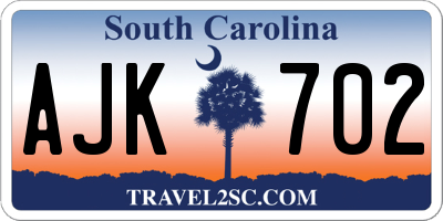 SC license plate AJK702