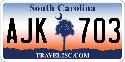 SC license plate AJK703