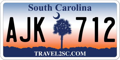 SC license plate AJK712