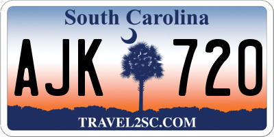 SC license plate AJK720