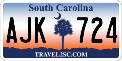 SC license plate AJK724
