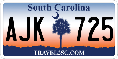 SC license plate AJK725