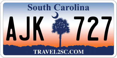 SC license plate AJK727