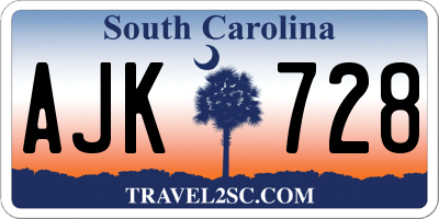 SC license plate AJK728