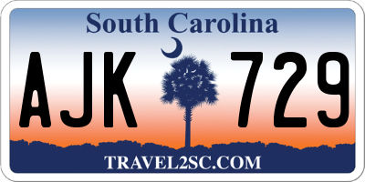 SC license plate AJK729