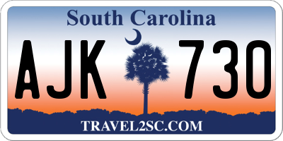 SC license plate AJK730
