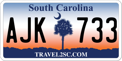 SC license plate AJK733
