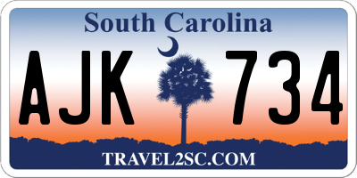 SC license plate AJK734