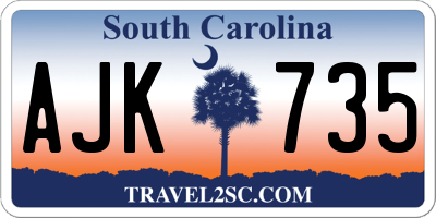 SC license plate AJK735