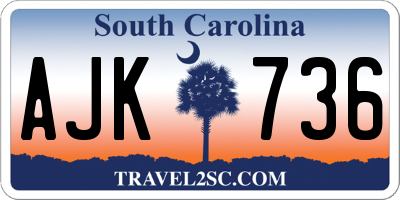 SC license plate AJK736