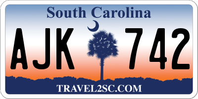 SC license plate AJK742