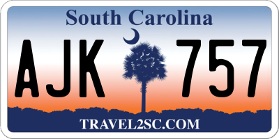 SC license plate AJK757