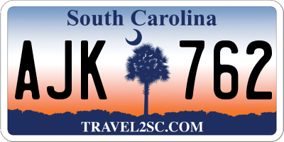 SC license plate AJK762