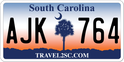 SC license plate AJK764