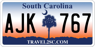 SC license plate AJK767
