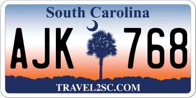 SC license plate AJK768