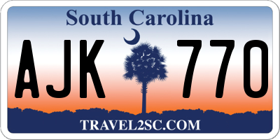 SC license plate AJK770