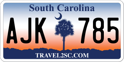 SC license plate AJK785