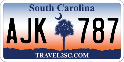 SC license plate AJK787