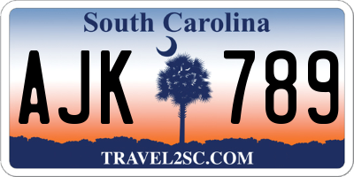 SC license plate AJK789