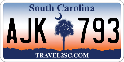 SC license plate AJK793